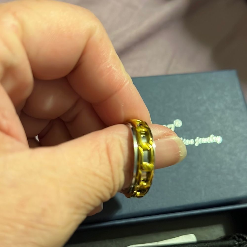 New U7 Chain Band Spin Ring